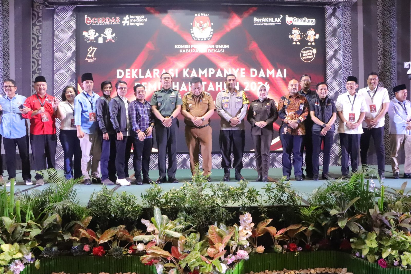 KPUD Kabupaten Bekasi Medeklarasikan Kampanye Damai Untuk Pilkada Serentak Kabupaten Bekasi 2024