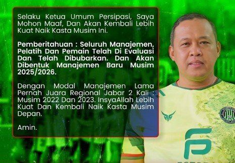 Turun ke Liga 4, Persipasi Bekasi Resmi Dibubarkan untuk Evaluasi