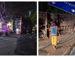 Bus Tabrak Pembatas dan Terguling di Tol Cikunir 2, Polisi Selidiki Penyebabnya