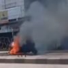 Bajaj Pemudik Terbakar di Jalan Pantura Cikarang, Diduga Akibat Korsleting Listrik