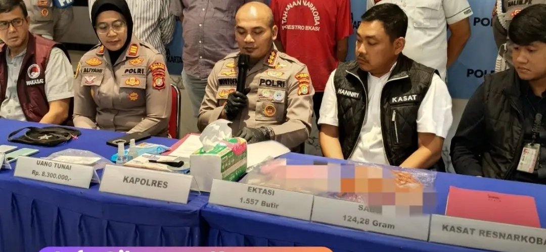 Polisi ungkap jaringan narkotika skala besar di Kabupaten Bekasi.