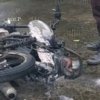 Sebuah sepeda motor terbakar di SPBU Cikarang Selatan.