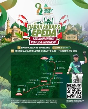 Ilustrasi Kegiatan gowes dan ziarah kubro dalam rangka Harlah ke-92 GP Ansor.