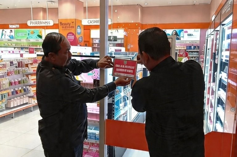 Petugas Badan Pendapatan Daerah Kabupaten Bekasi melakukan pengawasan pajak reklame di kawasan komersial Tambun Selatan.