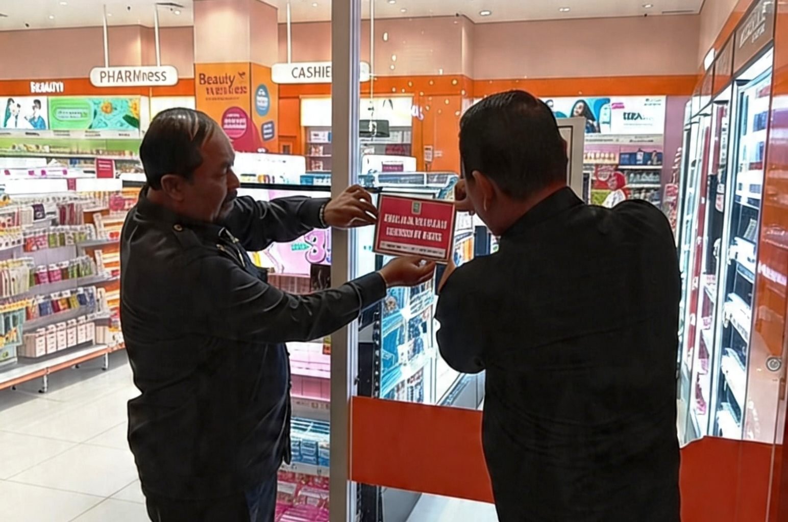 Petugas Badan Pendapatan Daerah Kabupaten Bekasi melakukan pengawasan pajak reklame di kawasan komersial Tambun Selatan.