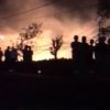 Petugas pemadam kebakaran berupaya memadamkan kobaran api yang melalap lapak penjualan palet kayu di Jalan Raya Bekasi, Desa Waringinjaya, Kecamatan Kedungwaringin, Kabupaten Bekasi, Rabu (15/7/2026).