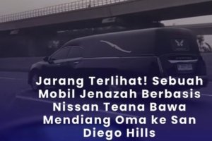 Mobil jenazah yang disebut berbasis Nissan Teana terlihat melintas di jalan menuju San Diego Hills dan menarik perhatian karena menggunakan model sedan.