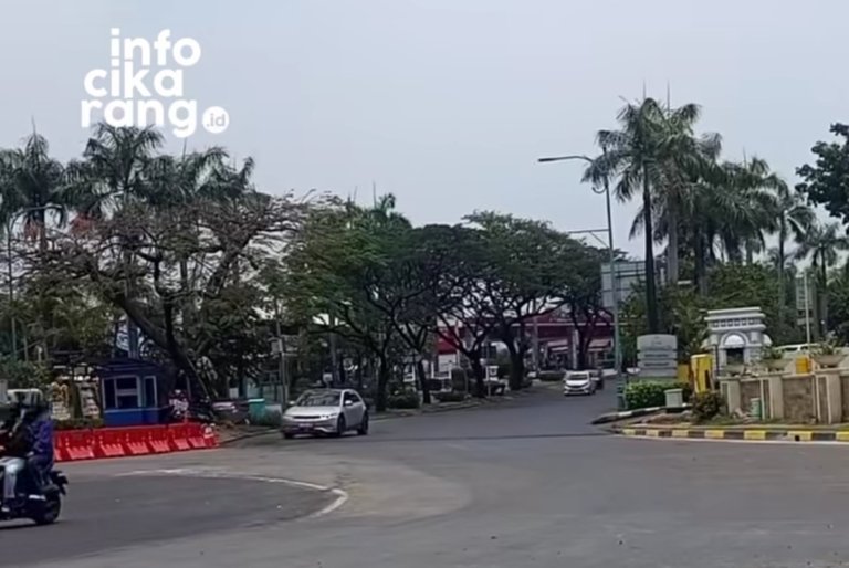 Kondisi terbaru Bundaran Patung Kuda Jababeka yang terlihat sudah rata pada Jumat (9/10/2026) dalam unggahan Instagram @sutar_boement.
